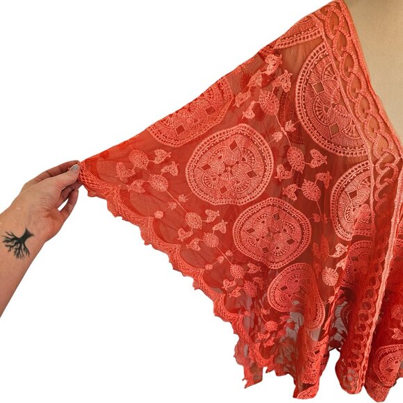 Sol & Sea Orange Lace Beach Coverup Sz L / XL - Picture 3 of 9